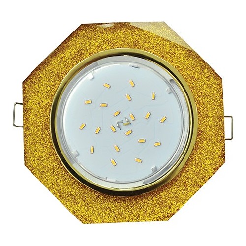 Светильник встраиваемый Ecola GX53 H4 5312 Glass Стекло 8-угольник с прямыми гранями золото-золотой блеск 38x133 (к+) /FQ538AECH/
