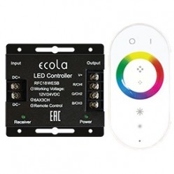 Контроллер Ecola LED strip RGB RF controller 18A 216W 12V (432W 24V) с кольцевым сенсорным белым радиопультом /RFC18WESB/