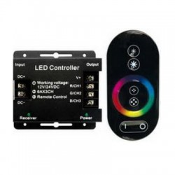 Контроллер Ecola LED strip RGB RF controller 18A 216W 12V (432W 24V) с кольцевым сенсорным черным радиопультом /RFC18AESB/