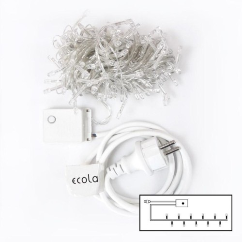 Гирлянда Ecola LED 220V IP44 Нить 15м 200Led 4000K, 8 режимов, прозр.провод с вилкой