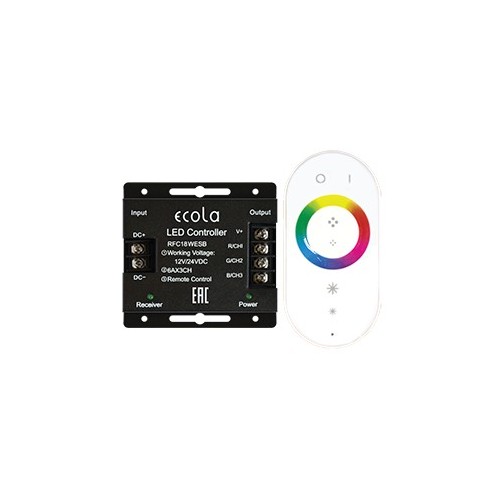 Контроллер Ecola LED strip RGB RF controller 18A 216W 12V (432W 24V) с кольцевым сенсорным белым радиопультом /RFC18WESB/ фото 1
