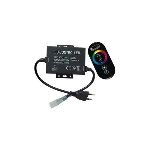 Контроллер Ecola LED strip RGB RF controller (IP20) 1500W 6,6A для ленты 220V 16x8 IP68 с кольцевым сенсорным черным радиопультом/RFB615KSB/ фото 1