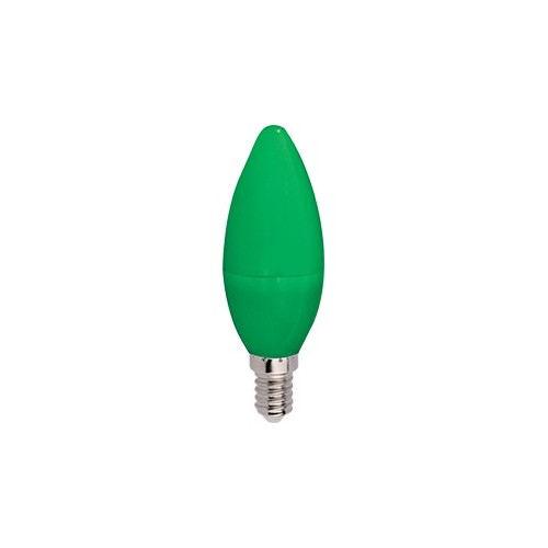 Лампа светодиодная Ecola candle LED color  6,0W 220V E14 Green свеча Зеленая матовая колба 103x37  [C4TG60ELY]