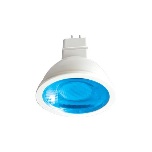 Лампа светодиодная Ecola MR16 LED color 4,2W 220V GU5.3 прозрачное стекло (композит) blue синий (насыщенный цвет) 47х50 /M2CB42ELY/