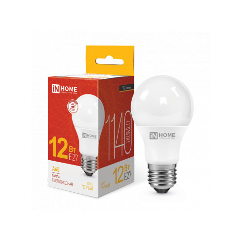 Лампа светодиодная LED-A60-VC 12Вт 230В Е27 3000К 1140Лм IN HOME фото 1
