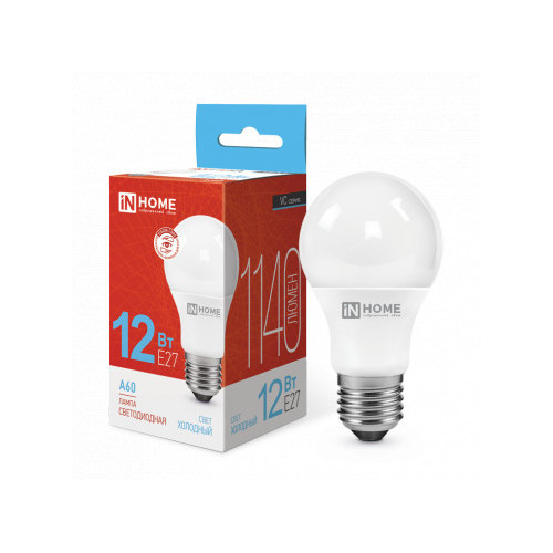 Лампа светодиодная LED-A60-VC 12Вт 230В Е27 6500К 1140Лм IN HOME фото 1