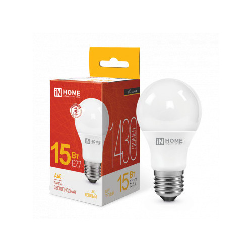 Лампа светодиодная LED-A60-VC 15Вт 230В Е27 3000К 1430Лм IN HOME фото 1