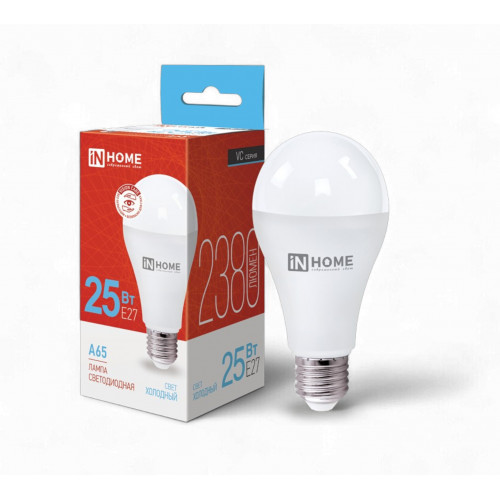 Лампа светодиодная LED-A65-VC 25Вт 230В Е27 6500К 2380Лм IN HOME фото 1
