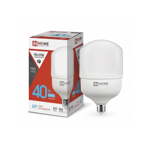 Лампа светодиодная LED-HP-PRO 40Вт 230В Е27 с адаптером E40 6500К 3800Лм IN HOME фото 1
