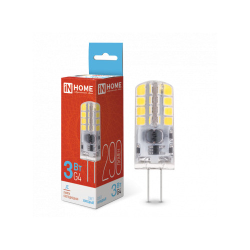 Лампа светодиодная LED-JC 3Вт 12В G4 6500К 290Лм IN HOME фото 1
