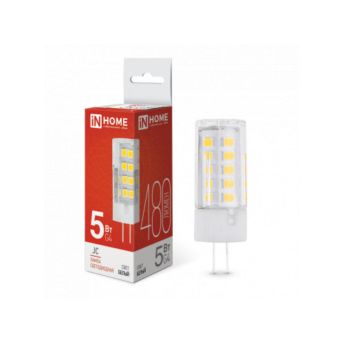 Лампа светодиодная LED-JC 5Вт 12В G4 4000К 480Лм IN HOME фото 1