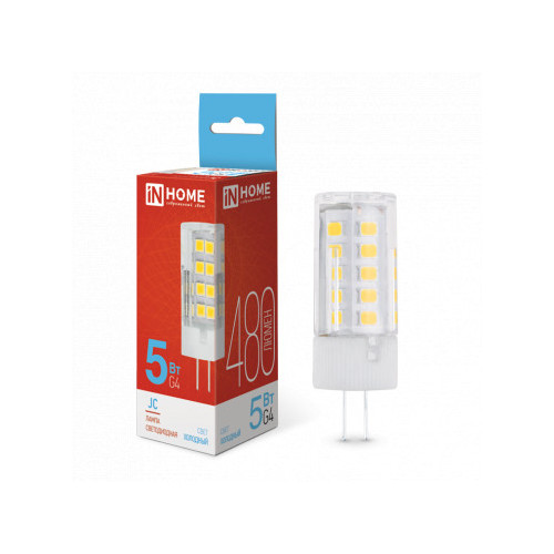 Лампа светодиодная LED-JC 5Вт 12В G4 6500К 480Лм IN HOME фото 1