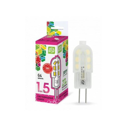 Лампа светодиодная LED-JC-standard 1.5Вт 12В G4 6500К 135Лм ASD фото 1