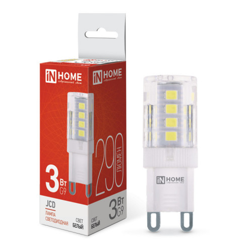Лампа светодиодная LED-JCD 3Вт 230В G9 4000К 290Лм IN HOME фото 1