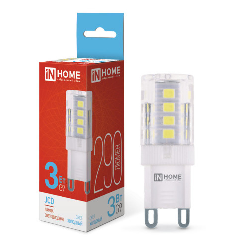 Лампа светодиодная LED-JCD 3Вт 230В G9 6500К 290Лм IN HOME фото 1