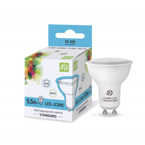 Лампа светодиодная LED-JCDRC-standard 5.5Вт 160-260В GU10 4000К