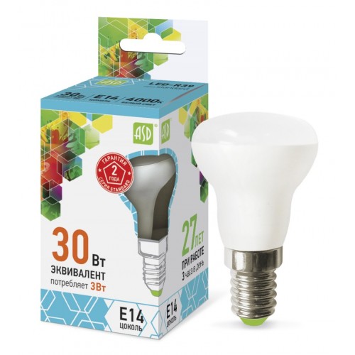 Лампа светодиодная LED-R39-standard 3Вт 230В Е14 4000К 270Лм ASD фото 1