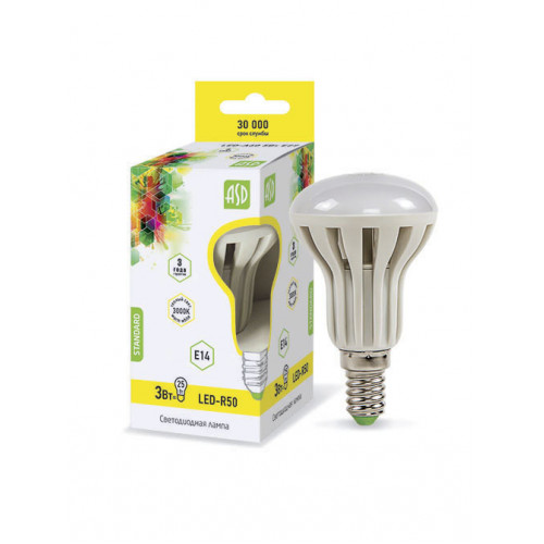 Лампа светодиодная LED-R50-standard 3Вт 230В Е14 3000К 270Лм ASD фото 1