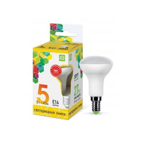 Лампа светодиодная LED-R50-standard 5Вт 230В Е14 3000К 450Лм ASD фото 1