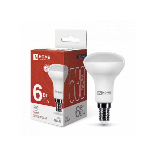Лампа светодиодная LED-R50-VC 6Вт 230В Е14 4000К 530Лм IN HOME фото 1