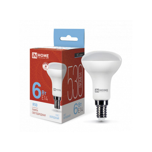Лампа светодиодная LED-R50-VC 6Вт 230В Е14 6500К 530Лм IN HOME фото 1