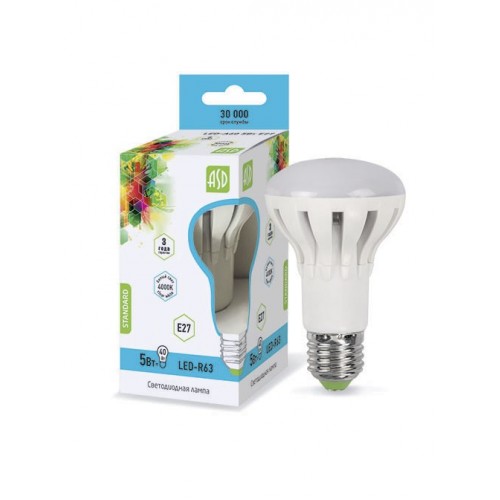 Лампа светодиодная LED-R63-standard 5Вт 230В Е27 4000К 450Лм ASD фото 1
