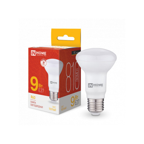 Лампа светодиодная LED-R63-VC 9Вт 230В Е27 3000К 810Лм IN HOME фото 1