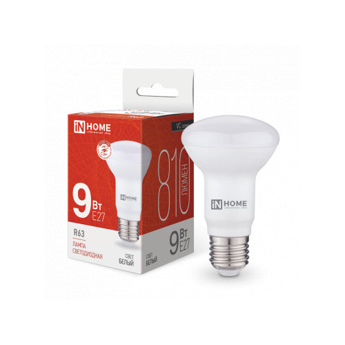 Лампа светодиодная LED-R63-VC 9Вт 230В Е27 4000К 810Лм IN HOME фото 1