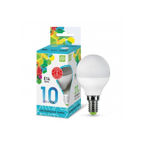 Лампа светодиодная LED-ШАР-standard 10Вт 230В Е14 4000К 900Лм ASD фото 1