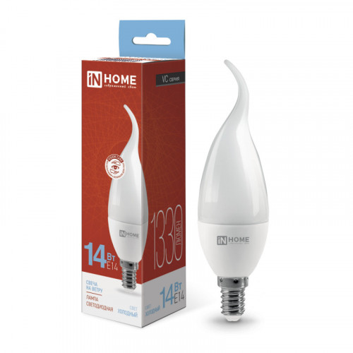 Лампа светодиодная LED-СВЕЧА НА ВЕТРУ-VC 14Вт 230В E14 6500K 1330Лм IN HOME фото 1