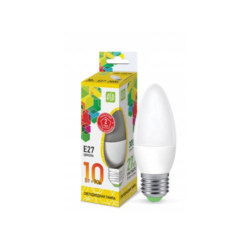 Лампа светодиодная LED-СВЕЧА-standard 10Вт 230В Е27 3000К 900Лм ASD фото 1
