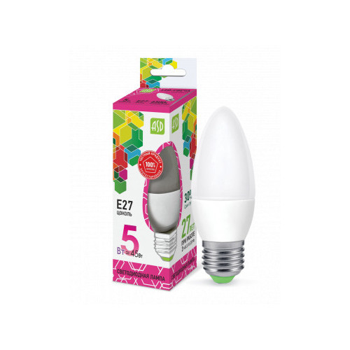 Лампа светодиодная LED-СВЕЧА-standard 5Вт 230В Е27 6500К 450Лм ASD фото 1