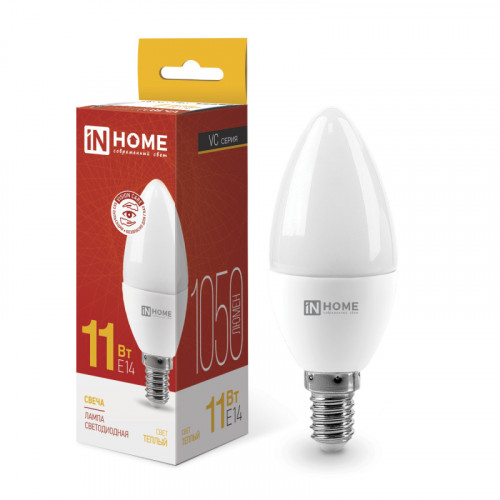 Лампа светодиодная LED-СВЕЧА-VC 11Вт 230В Е14 3000К 1050Лм IN HOME фото 1