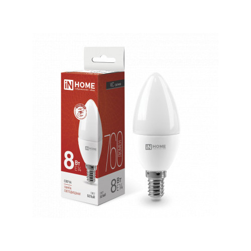 Лампа светодиодная LED-СВЕЧА-VC 8Вт 230В Е14 4000К 760Лм IN HOME фото 1