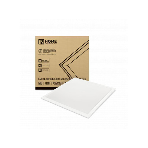 Панель светодиодная ультратонк LP-02-SLIM 36Вт 230В 4000К 3600Лм 595х595х8мм без ЭПРА БЕЛАЯ IP40 IN HOME фото 1