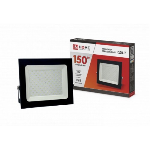 Прожектор светодиодный СДО-7 150Вт 230В 6500К IP65 черный IN HOME фото 1