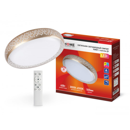Светильник светодиодный COMFORT HONEY 60Вт 230В 3000-6500K 4800Лм 500х110мм c пультом ДУ IN HOME фото 1