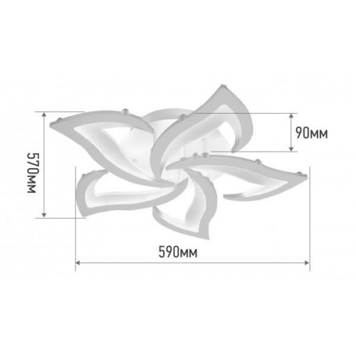 Светильник светодиодный ELEGANT LOTUS 90Вт 230В 3000-6500K 7000Лм 590х570х90мм c пультом ДУ белый IN HOME фото 1