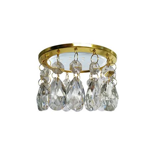 Светильник встраиваемый Ecola GX53 H4 5350 Glass Круг с каплевидными хруст. на прямом подвесе прозрачный/золото 102x105 фото 1