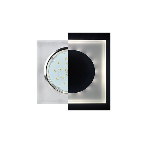 Светильник встраиваемый Ecola GX53 H4 LD5311 Glass Стекло Квадрат скошенный край с подсветкой  хром-матовый 38x120x120 (к+) /SL53SNECH/ фото 1