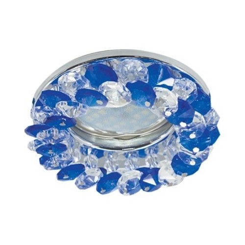 Светильник встраиваемый Ecola Light MR16 CD4141 GU5.3 круглый с хрусталиками прозрачный и голубой/хром 50x90 (кd74) /FL1617EFY/ фото 1