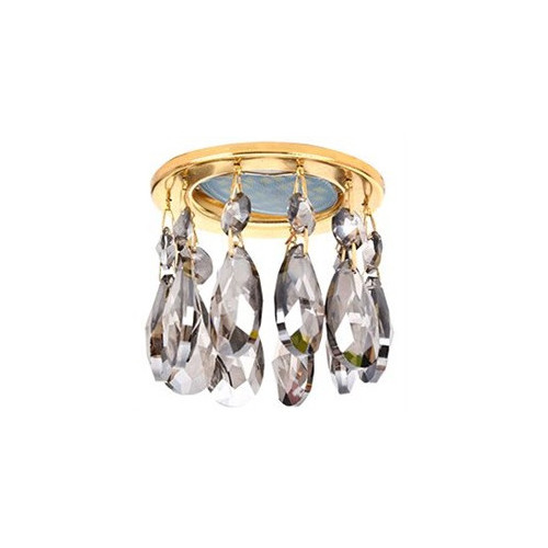 Светильник встраиваемый Ecola MR16 CR1006 GU5.3 Glass Стекло Круг с каплевидными хруст. на прямом подвесе тонированный/золото 84x100 /FF16RVECB/ фото 1