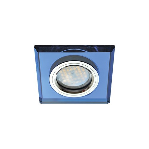 Светильник встраиваемый Ecola MR16 DL1651 GU5.3 Glass Стекло Квадрат скошенный край голубой/хром 25x90x90 (кd74) /FL1651EFF/ фото 2