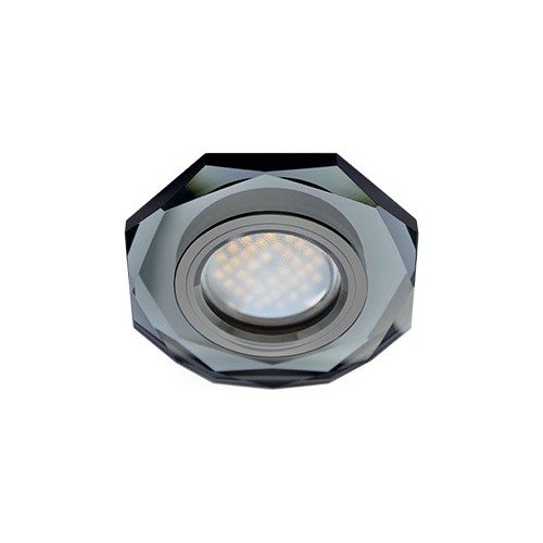 Светильник встраиваемый Ecola MR16 DL1652 GU5.3 Glass Стекло 8-угольник с прямыми гранями черный/черный хром 25x90 /FB1652EFF/ фото 1