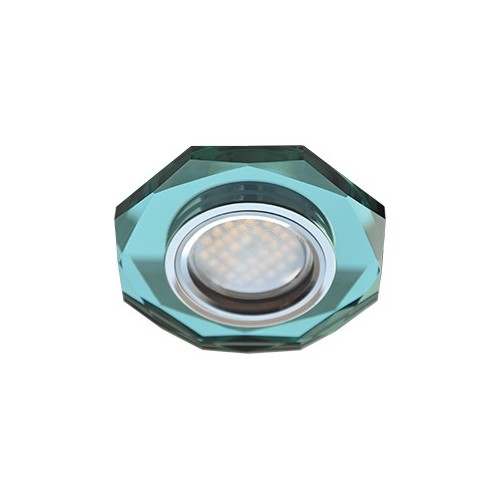 Светильник встраиваемый Ecola MR16 DL1652 GU5.3 Glass Стекло 8-угольник с прямыми гранями изумруд/хром 25x90 (кd74) /FR1652EFF/ фото 1