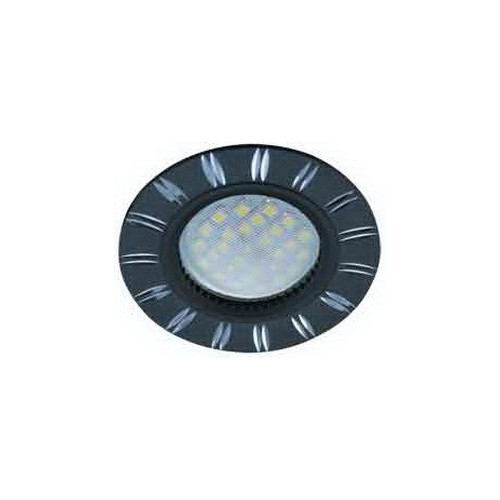 Светильник встраиваемый Ecola MR16 DL3184 GU5.3 литой двойные реснички по кругу (скрытый крепеж лампы) черный/алюм 23x78 (кd74) /FB1610EFF/ фото 1