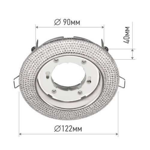 Светильник встраиваемый GX53R-crystal R12L с подсветкой 4К под лампу GX53 Прозрачный/Хром IN HOME фото 1