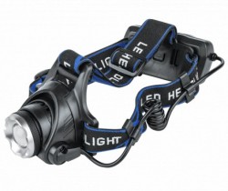 Фонарь налобный аккумуляторный HLA 06B 5W LED 450Lm 10ч 3 режима, фокус., з/у 230В ЧЕРНЫЙ IN HOME