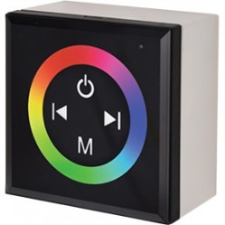 Контроллер Ecola LED Strip RGB Controller 12A 144W 12V (288W 24V) настенный черный с кольцевым сенсором с установ. коробкой /CPB12AESB/