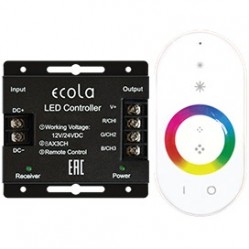 Контроллер Ecola LED strip RGB RF controller 24A 288W 12V (576W 24V) с кольцевым сенсорным белым радиопультом /RFC24WESB/